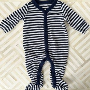 GAP Baby Navy Striped Cotton Footie, 0-3mo
